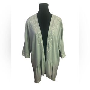 Knox Rose Teal Embroidered Kimono XS GUC